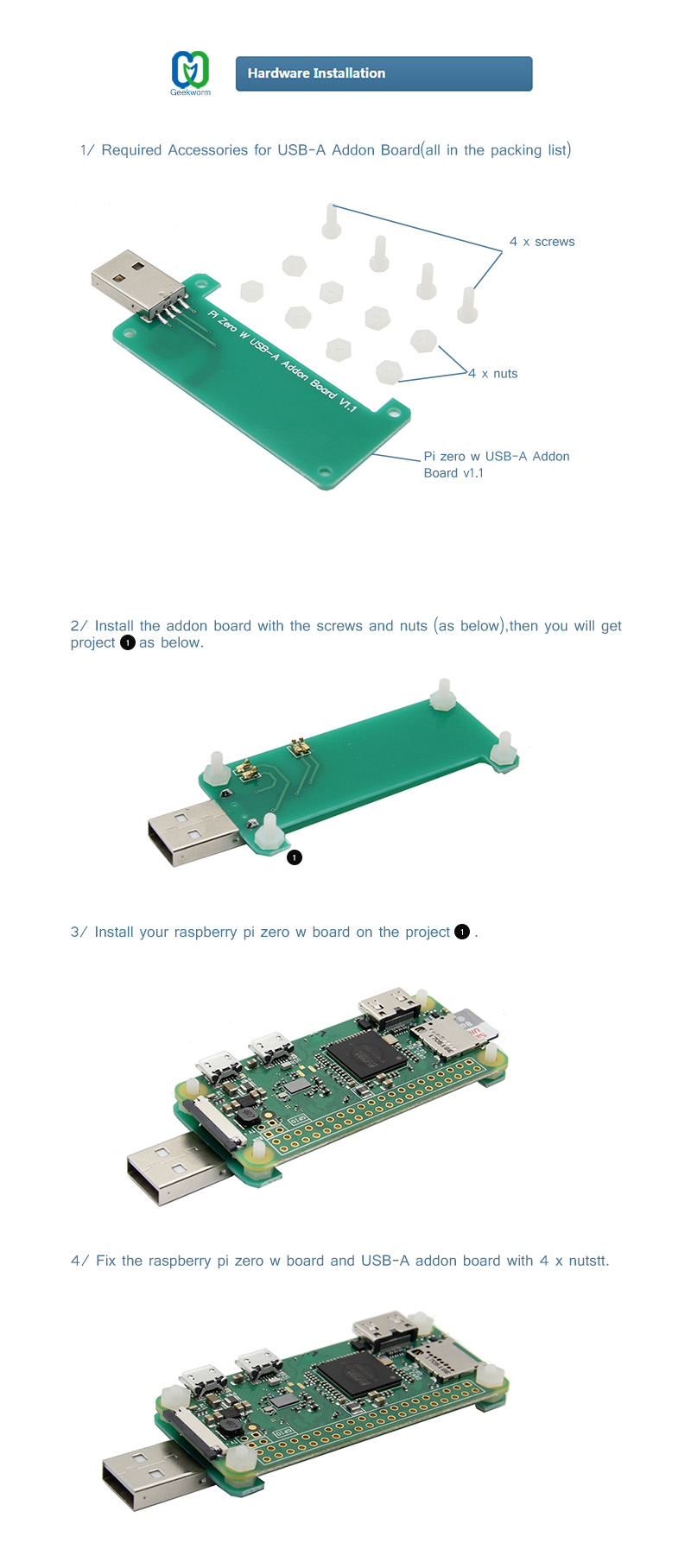 Raspberry Pi Zero W USB-A Addon Board-Installation.jpg