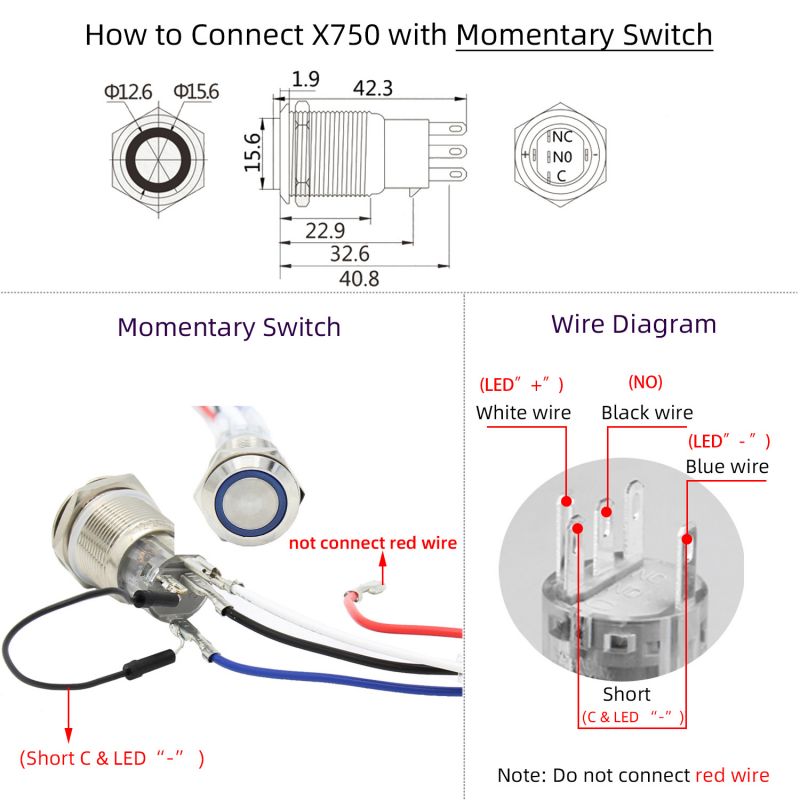 How to connect X750 with momentary switch